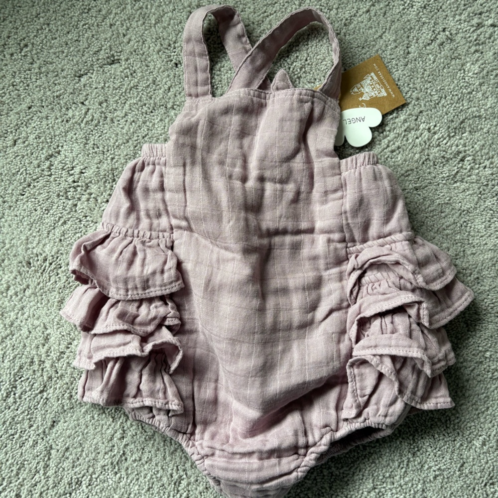 Angel Dear Mauve Ruffled Baby Romper